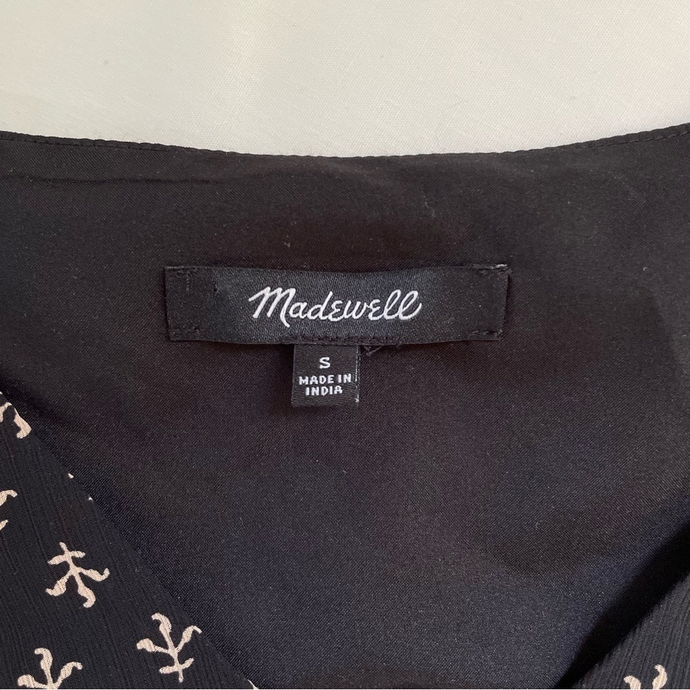 Women’s Madewell Sheer-Sleeve Top in Brushstroke Paisley Mix Size Small Black - Picture 8 of 10